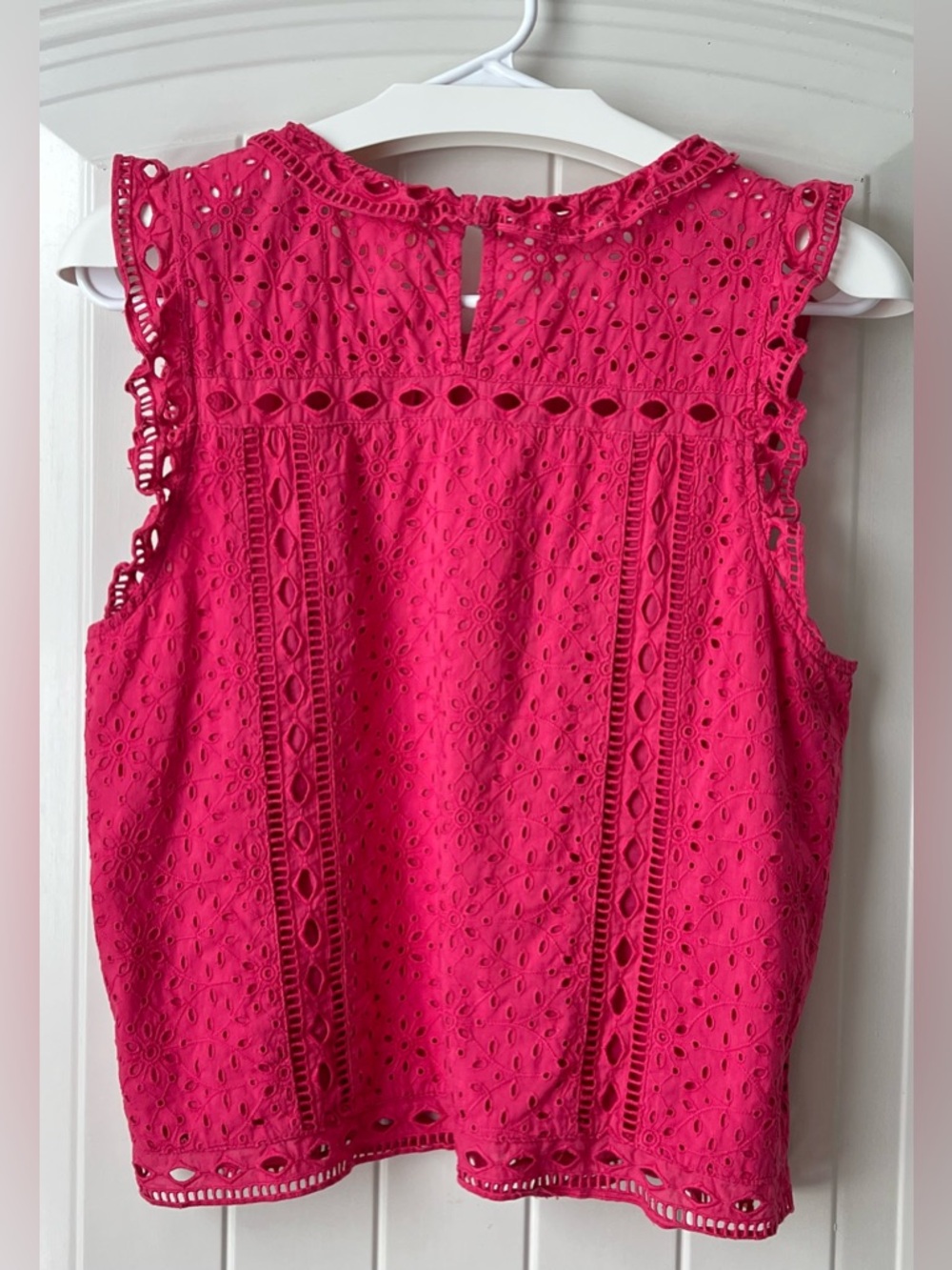 Maeve Eyelet Ruffle Blouse Pink Boho Cottagecore Size 10 Anthropologie - Picture 12 of 12